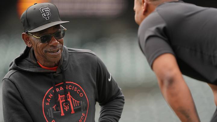 Aug 15, 2026; San Francisco, California, USA; San Francisco Giants infield coach Ron Washington (left) ad designated hitter Rafael Devers (right) talk before the game against the Colorado Rockies at Oracle Park. Mandatory Credit: Darren Yamashita-Imagn Images Aug 15, 2026; San Francisco, California, USA; San Francisco Giants infield coach Ron Washington (left) ad designated hitter Rafael Devers (right) talk before the game against the Colorado Rockies at Oracle Park. Mandatory Credit: Darren Yamashita-Imagn Images