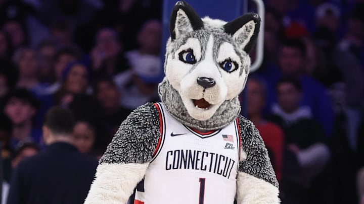 Dec 9, 2025; New York, New York, USA; The UConn Huskies mascot at Madison Square Garden. Mandatory Credit: Wendell Cruz-Imagn Images Dec 9, 2025; New York, New York, USA; The UConn Huskies mascot at Madison Square Garden. Mandatory Credit: Wendell Cruz-Imagn Images