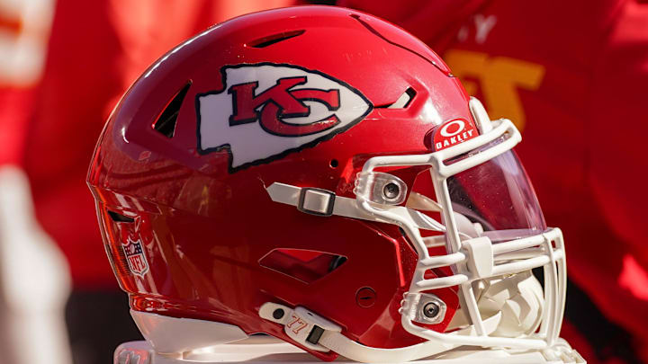 A general view of a Kansas City Chiefs helmet