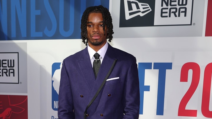 Jun 26, 2024; Brooklyn, NY, USA; DaRon Holmes II arrives for the first round of the 2024 NBA Draft at Barclays Center. Mandatory Credit: Brad Penner-USA TODAY Sports