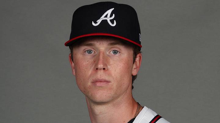 Feb 20, 2026; North Port FL, USA;  Atlanta Braves pitcher Owen Murphy (91) poses for a photo during media day at CoolToday Park. Mandatory Credit: Kim Klement Neitzel-Imagn Images
