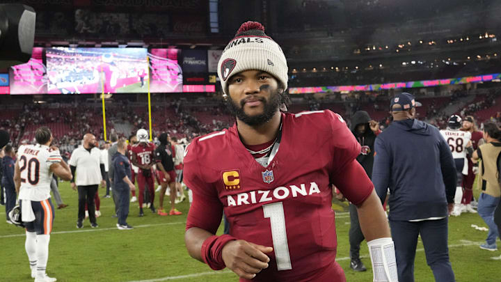 Arizona Cardinals quarterback Kyler Murray (1) walks off the field after beating the Chicago Bears 29-9 at State Farm Stadium on Nov 3, 2024, in Glendale. Arizona Cardinals quarterback Kyler Murray (1) walks off the field after beating the Chicago Bears 29-9 at State Farm Stadium on Nov 3, 2024, in Glendale.