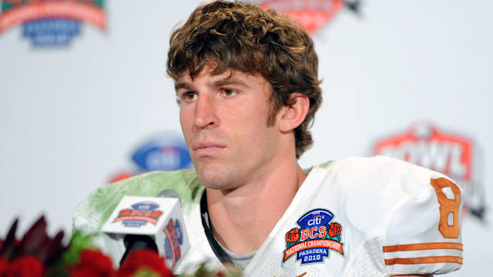 Jan 7, 2010, Pasadena, CA, USA; Texas Longhorns receiver Jordan Shipley (8) at press conference after the 2010 BCS National Championship against the Alabama Crimson Tide at the Rose Bowl.