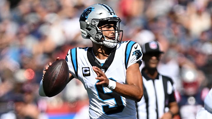 Carolina Panthers quarterback Bryce Young was benched late in the loss to the New England Patriots in Week 4.