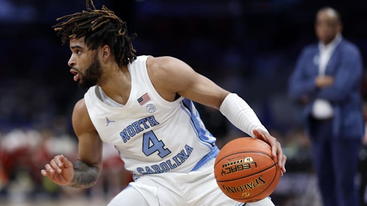 Mar 16, 2024; Washington, D.C., USA; North Carolina Tar Heels guard RJ Davis (4) dribbles the ball