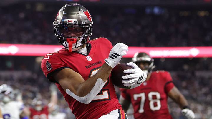 Tampa Bay Buccaneers wide receiver Emeka Egbuka (2) runs after a catch for a touchdown against the Dallas Cowboys at AT&T Stadium. Mandatory Credit: Kevin Jairaj-Imagn Images Tampa Bay Buccaneers wide receiver Emeka Egbuka (2) runs after a catch for a touchdown against the Dallas Cowboys at AT&T Stadium. Mandatory Credit: Kevin Jairaj-Imagn Images