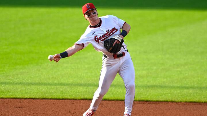 Jun 29, 2026: Cleveland Guardians second baseman Travis Bazzana (37) throws to first base in the first inning against the Texas Rangers at Progressive Field. Mandatory Credit: David Richard-Imagn Images Jun 29, 2026: Cleveland Guardians second baseman Travis Bazzana (37) throws to first base in the first inning against the Texas Rangers at Progressive Field. Mandatory Credit: David Richard-Imagn Images