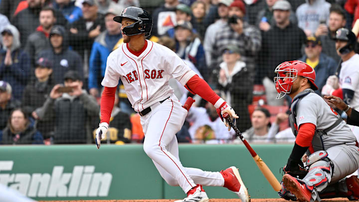 Apr 6, 2025; Boston, Massachusetts, USA; Boston Red Sox center fielder Kristian Campbell (28) hits an RBI single during the ninth inning against the St. Louis Cardinalsat Fenway Park. Mandatory Credit: Eric Canha-Imagn Images Apr 6, 2025; Boston, Massachusetts, USA; Boston Red Sox center fielder Kristian Campbell (28) hits an RBI single during the ninth inning against the St. Louis Cardinalsat Fenway Park. Mandatory Credit: Eric Canha-Imagn Images