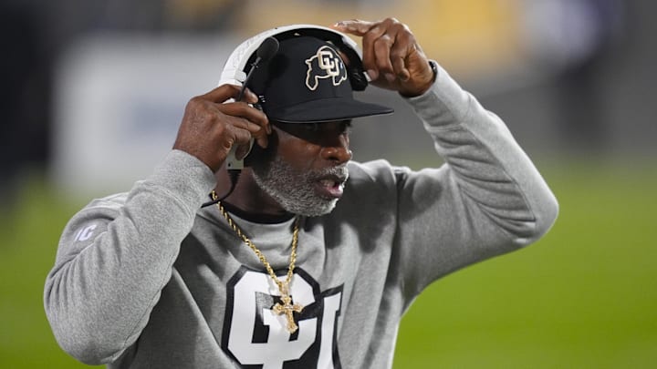 Oct 26, 2024; Boulder, Colorado, USA; Colorado Buffaloes head coach Deion Sanders during the first quarter Cincinnati Bearcats at Folsom Field. 