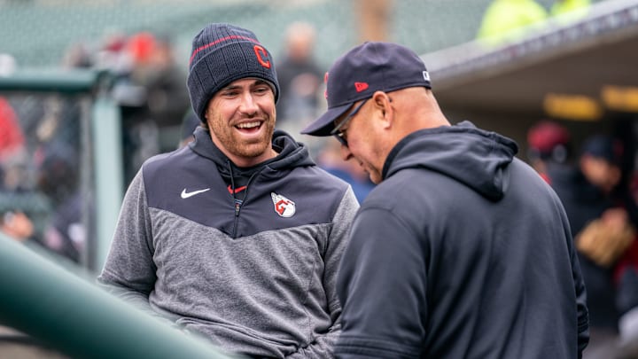 Cleveland Guardians pitcher Shane Bieber and manager Terry Francona