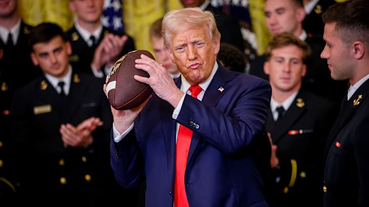President Trump Presents Commander-in-Chief Trophy To The U.S. Naval Academy Football Team, The Navy