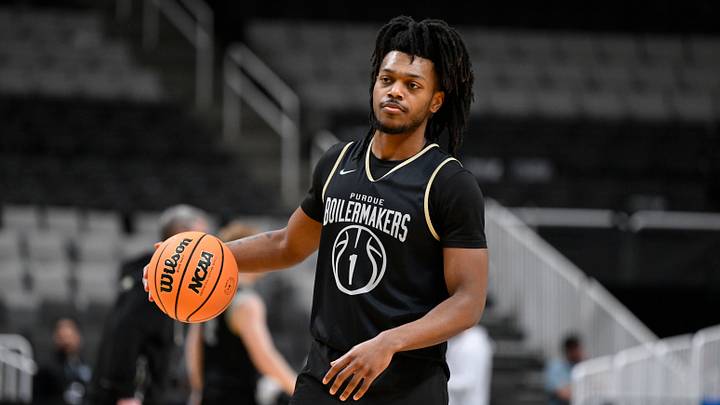 Purdue Boilermakers guard Antione West (1) dribbles the basketball. Purdue Boilermakers guard Antione West (1) dribbles the basketball.
