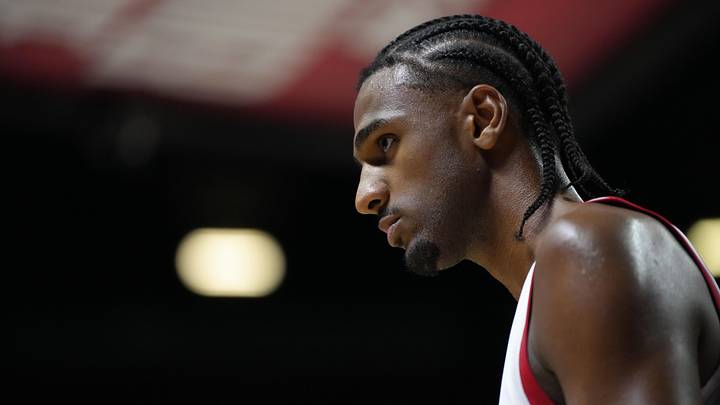 Jul 12, 2024; Las Vegas, NV, USA; Washington Wizards center Alex Sarr (12) competes against the Atlanta Hawks during the second half at Thomas & Mack Center. Mandatory Credit: Lucas Peltier-USA TODAY Sports Jul 12, 2024; Las Vegas, NV, USA; Washington Wizards center Alex Sarr (12) competes against the Atlanta Hawks during the second half at Thomas & Mack Center. Mandatory Credit: Lucas Peltier-USA TODAY Sports