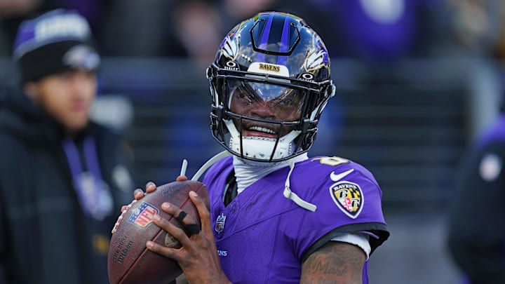 Jan 4, 2025; Baltimore, Maryland, USA; Baltimore Ravens quarterback Lamar Jackson (8) makes a pass during the first quarter against the Cleveland Browns at M&T Bank Stadium. Mandatory Credit: Mitch Stringer-Imagn Images Jan 4, 2025; Baltimore, Maryland, USA; Baltimore Ravens quarterback Lamar Jackson (8) makes a pass during the first quarter against the Cleveland Browns at M&T Bank Stadium. Mandatory Credit: Mitch Stringer-Imagn Images