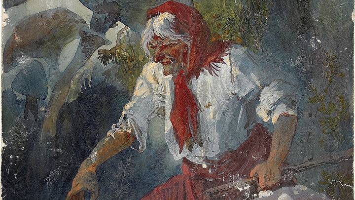 Baba Yaga by Nikolai Nikolayevich Karasin, 1889.