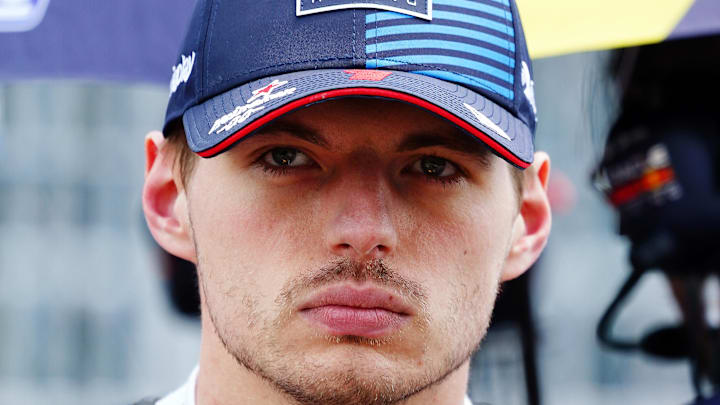 May 4, 2024; Miami Gardens, Florida, USA; Red Bull Racing driver Max Verstappen (1) on the grid before the F1 Sprint Race at Miami International Autodrome. Mandatory Credit: John David Mercer-USA TODAY Sports