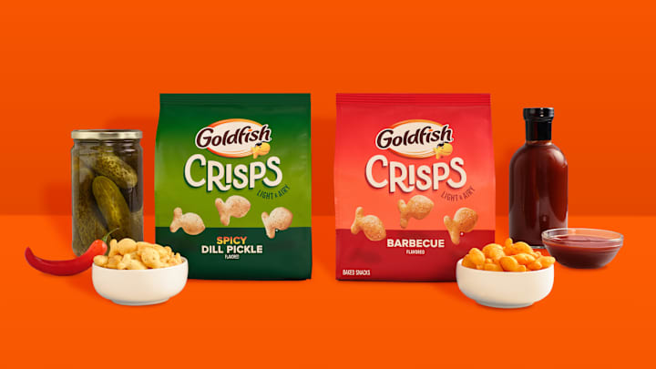 Goldfish Crisps add two new flavors, Spicy Dill Pickle and Barbecue
