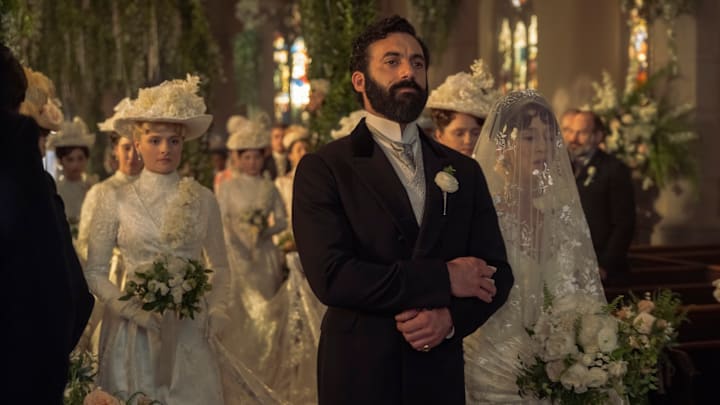 Louisa Jacobson, Morgan Spector, and Taissa Farmiga in The Gilded Age season 3 episode 4 on HBO