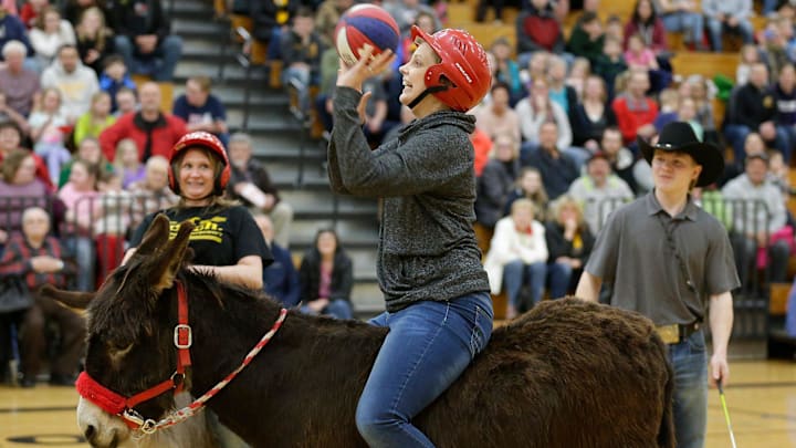 Waupun FFA hosted a night of Donkey Basketball Tuesday, March 19, 2019 in the Waupun High School gym to raise money for Access for Recess. A group wanting to bring all abilities playground equipment to the community. The event, which pegged FFA members against Waupun High School staff,  raised $3000 for the cause. 
