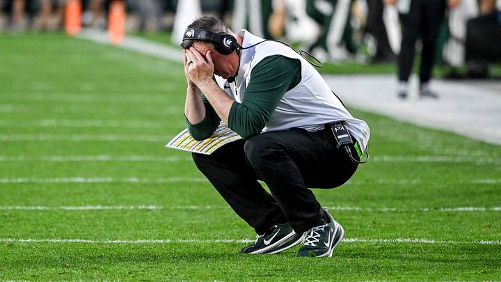 Michigan State’s head coach Pat Fitzgerald reacts after a penalty during the fourth quarter in the game against Illinois on Saturday, Oct. 10, 2026, at Spartan Stadium in East Lansing. Michigan State’s head coach Pat Fitzgerald reacts after a penalty during the fourth quarter in the game against Illinois on Saturday, Oct. 10, 2026, at Spartan Stadium in East Lansing.