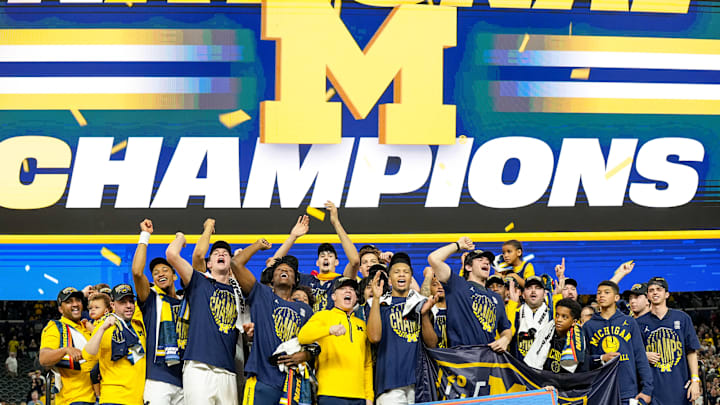 Michigan beat UConn to claim its first basketball championship since 1989. Michigan beat UConn to claim its first basketball championship since 1989.