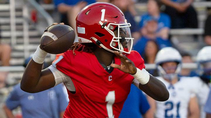 Central's Armani Wright (1) throws a pass against Tuscaloosa County at Central High.