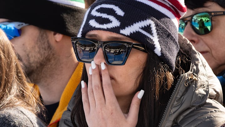 The crowd at women’s downhill went silent following Lindsey Vonn’s crash Sunday.