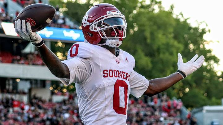 Oklahoma wide receiver Manny Choice scores a touchdown against Georgia. Oklahoma wide receiver Manny Choice scores a touchdown against Georgia.