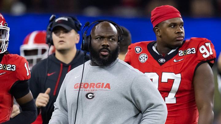 Jan 9, 2023; Inglewood, CA, USA; Georgia Bulldogs co-defensive line coach Tray Scott against the TCU Horned Frogs during the CFP national championship game at SoFi Stadium. Mandatory Credit: Mark J. Rebilas-Imagn Images Jan 9, 2023; Inglewood, CA, USA; Georgia Bulldogs co-defensive line coach Tray Scott against the TCU Horned Frogs during the CFP national championship game at SoFi Stadium. Mandatory Credit: Mark J. Rebilas-Imagn Images