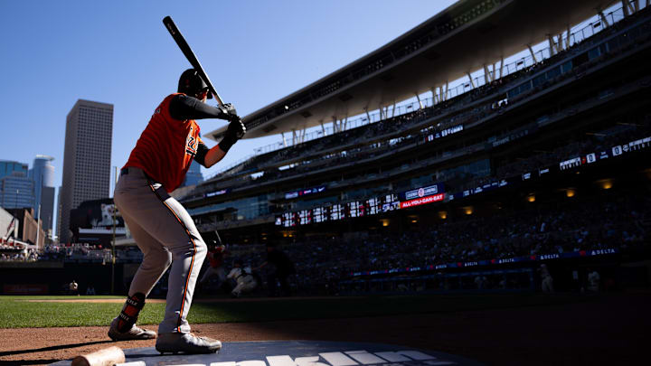 Sep 29, 2024; Minneapolis, Minnesota, USA; Baltimore Orioles first baseman Ryan Mountcastle (6) warms up before his at bat during the second inning against the Minnesota Twins at Target Field. Mandatory Credit: Matt Krohn-Imagn Images