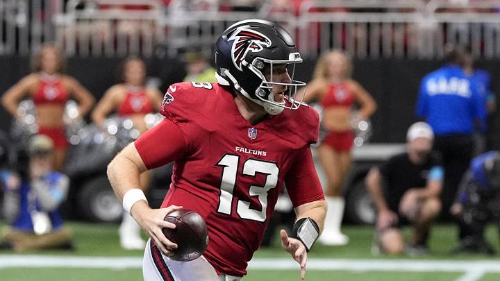 Atlanta Falcons quarterback Cooper Rush fumbled on his first play of the day, trying to run for a first down. Atlanta Falcons quarterback Cooper Rush fumbled on his first play of the day, trying to run for a first down.