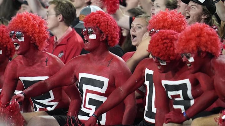 Sep 27, 2025; Athens, Georgia, USA; Fans cheer before the game between the Alabama Crimson Tide and the Georgia Bulldogs at Sanford Stadium. Mandatory Credit: Dale Zanine-Imagn Images
