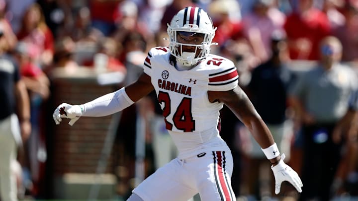 Oct 12, 2024; Tuscaloosa, Alabama, USA;  South Carolina Gamecocks defensive back Jalon Kilgore (24) during the second half at Bryant-Denny Stadium. Mandatory Credit: Butch Dill-Imagn Images
