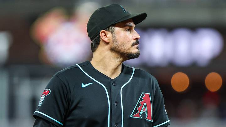 Aug 14, 2026; Cumberland, Georgia, USA; Arizona Diamondbacks third baseman Nolan Arenado (28) walks to the dugout during the game against the Atlanta Braves during the seventh inning at Truist Park. Mandatory Credit: Jordan Godfree-Imagn Images