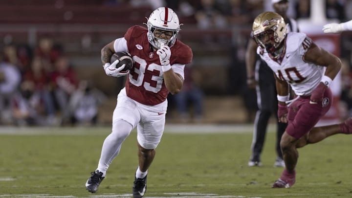 Oct 18, 2025; Stanford, California, USA; Stanford Cardinal running back Cole Tabb (33) runs with the football during the first quarter against the Florida State Seminoles at Stanford Stadium. Mandatory Credit: Stan Szeto-Imagn Images Oct 18, 2025; Stanford, California, USA; Stanford Cardinal running back Cole Tabb (33) runs with the football during the first quarter against the Florida State Seminoles at Stanford Stadium. Mandatory Credit: Stan Szeto-Imagn Images
