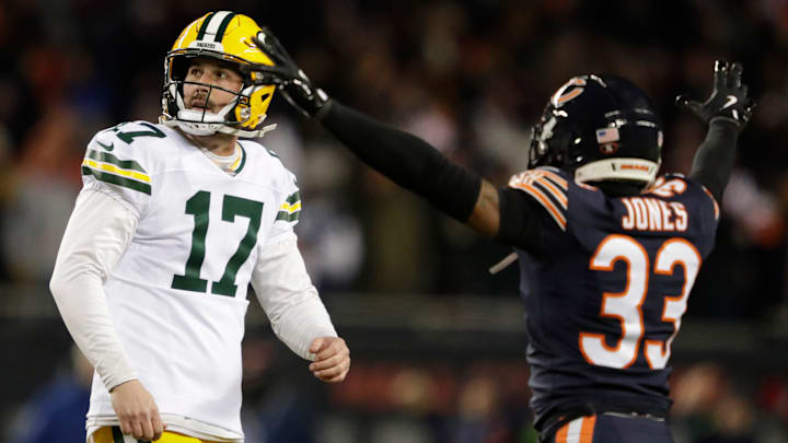 Green Bay Packers place kicker Brandon McManus missed three kicks Saturday, including one when his team had too few blockers.