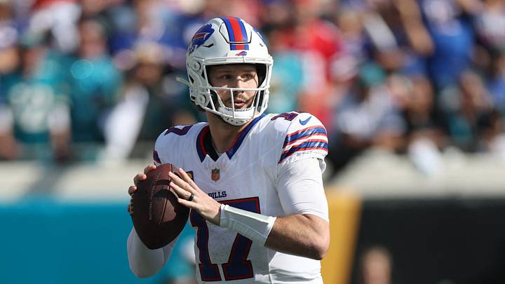 Jan 11, 2026; Jacksonville, FL, USA; Buffalo Bills quarterback Josh Allen (17) looks to pass the ball during the first half against the Jacksonville Jaguars in an AFC Wild Card Round game at EverBank Stadium. Mandatory Credit: Nathan Ray Seebeck-Imagn Images Jan 11, 2026; Jacksonville, FL, USA; Buffalo Bills quarterback Josh Allen (17) looks to pass the ball during the first half against the Jacksonville Jaguars in an AFC Wild Card Round game at EverBank Stadium. Mandatory Credit: Nathan Ray Seebeck-Imagn Images