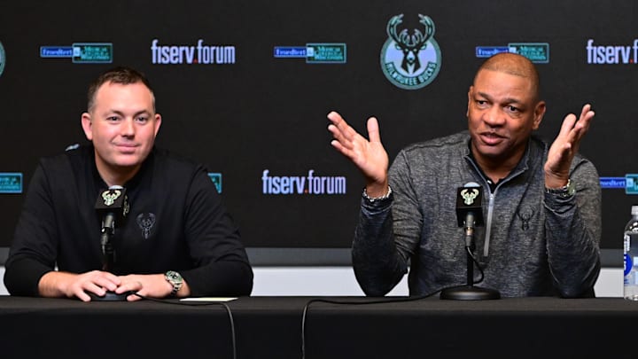 Horst and Doc Rivers speak to the media.