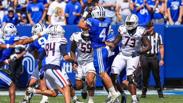 BYU linebacker Cade Uluave brings an experienced presence to the Cougars’ defense as TCU prepares for tonight’s matchup in Fort Worth. BYU linebacker Cade Uluave brings an experienced presence to the Cougars’ defense as TCU prepares for tonight’s matchup in Fort Worth.