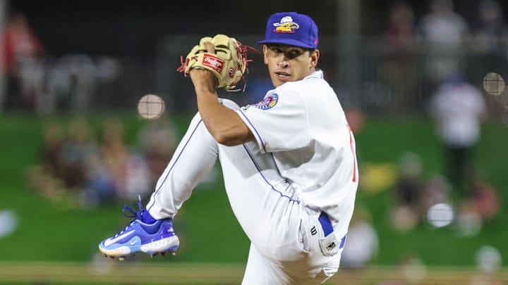 Amarillo Sod Poodles Yilber Diaz (17) pitches the ball in a Texas League Championship game against the Arkansas Travelers, Tuesday night, September 26, 2023, at Hodgetown, in Amarillo, Texas. The Arkansas Travelers won 6-5. Amarillo Sod Poodles Yilber Diaz (17) pitches the ball in a Texas League Championship game against the Arkansas Travelers, Tuesday night, September 26, 2023, at Hodgetown, in Amarillo, Texas. The Arkansas Travelers won 6-5.