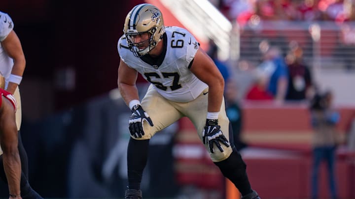 New Orleans Saints offensive lineman Landon Young (67)