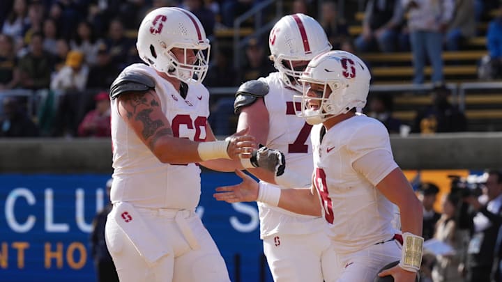 Stanford Cardinal offensive lineman Jake Maikkula (left)