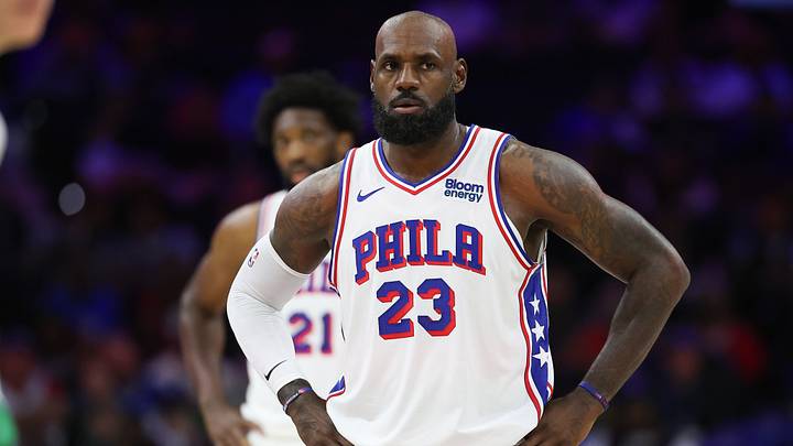 Philadelphia 76ers forward LeBron James (23) looks on (Mandatory Credit: Bill Streicher-Imagn Images) Philadelphia 76ers forward LeBron James (23) looks on (Mandatory Credit: Bill Streicher-Imagn Images)