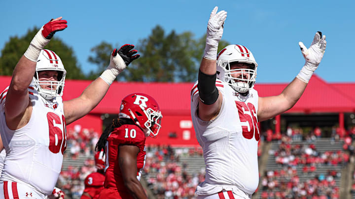 Wisconsin Badgers offensive lineman Joe Brunner (56) ranked as one of the Top 50 players in the transfer portal by ESPN.