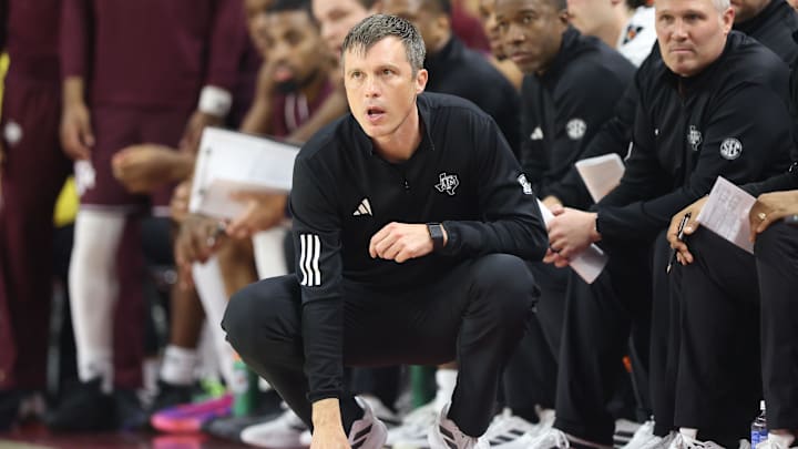 Feb 25, 2026; Fayetteville, Arkansas, USA; Texas A&M Aggies head coach Bucky McMillan looks on against the Arkansas Razorbacks during the first half at Bud Walton Arena. Mandatory Credit: Nelson Chenault-Imagn Images Feb 25, 2026; Fayetteville, Arkansas, USA; Texas A&M Aggies head coach Bucky McMillan looks on against the Arkansas Razorbacks during the first half at Bud Walton Arena. Mandatory Credit: Nelson Chenault-Imagn Images