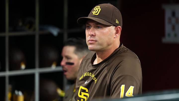 Aug 3, 2026; Phoenix, Arizona, USA; San Diego Padres manager Craig Stammen (14) looks out to the field before the game against the Arizona Diamondbacks at Chase Field. Mandatory Credit: Anna Carrington-Imagn Images Aug 3, 2026; Phoenix, Arizona, USA; San Diego Padres manager Craig Stammen (14) looks out to the field before the game against the Arizona Diamondbacks at Chase Field. Mandatory Credit: Anna Carrington-Imagn Images