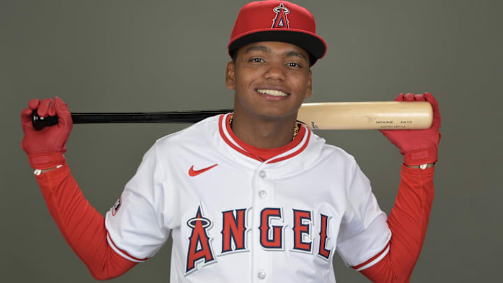 Feb 21, 2024; Tempe, AZ, USA; Los Angeles Angels Nelson Rada (75) poses for a photo on media day in Tempe, AZ. Mandatory Credit: Jayne Kamin-Oncea-Imagn Images Feb 21, 2024; Tempe, AZ, USA; Los Angeles Angels Nelson Rada (75) poses for a photo on media day in Tempe, AZ. Mandatory Credit: Jayne Kamin-Oncea-Imagn Images