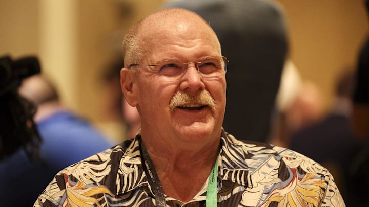 Mar 25, 2024; Orlando, FL, USA;  Kansas City Chiefs head coach Andy Reid talks to media during the