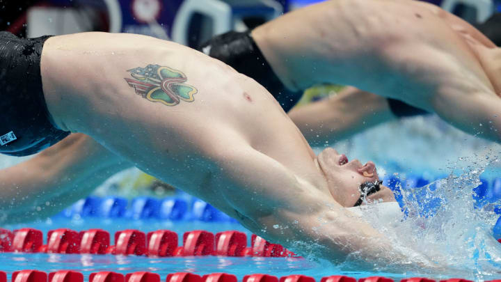 Ryan Murphy competes in the 100-meter backstroke