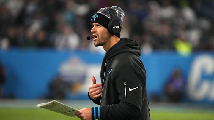 Carolina Panthers coach Dave Canales reacts in the second half